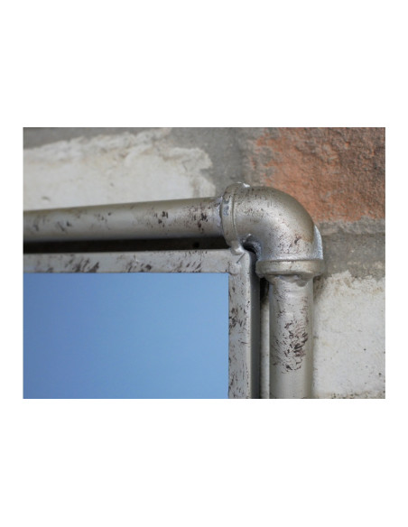 Miroir industriel avec étagère en métal effet antique