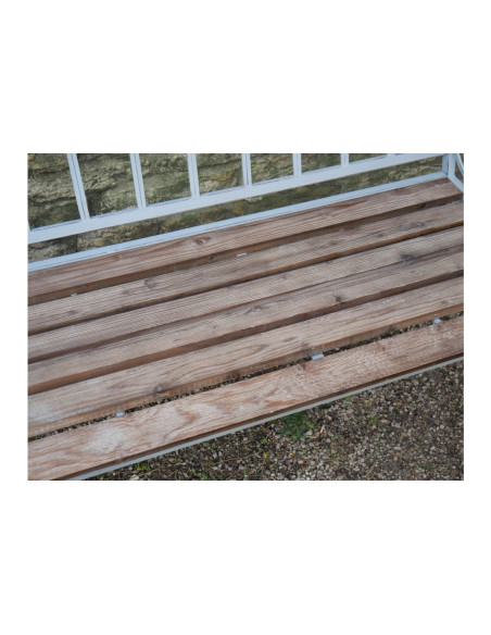 Banc de jardin en métal avec assise bois effet antique