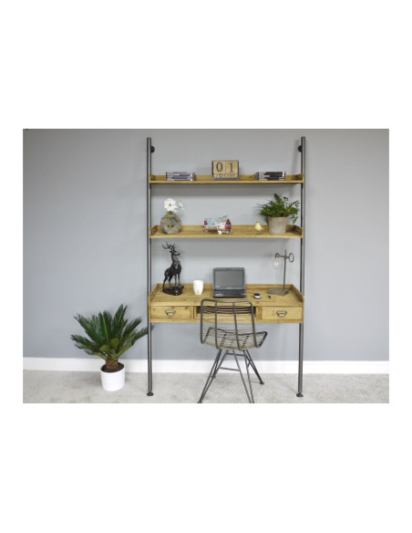 Bureau mural avec étagères de style Industriel
