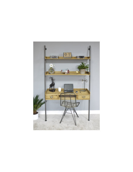 Bureau mural avec étagères de style Industriel