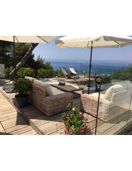 Canapé en rotin blanc 3 places