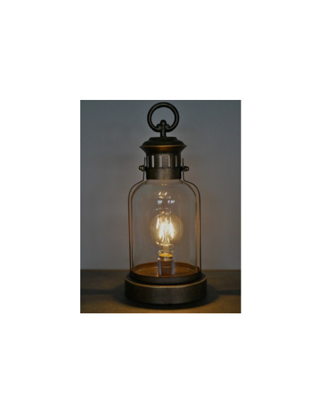 Lanterne en métal vieil or avec ampoule