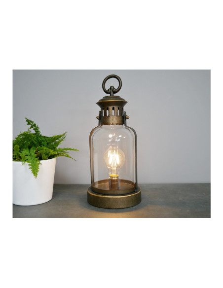 Lanterne en métal vieil or avec ampoule