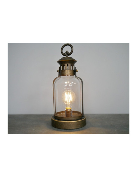 Lanterne en métal vieil or avec ampoule