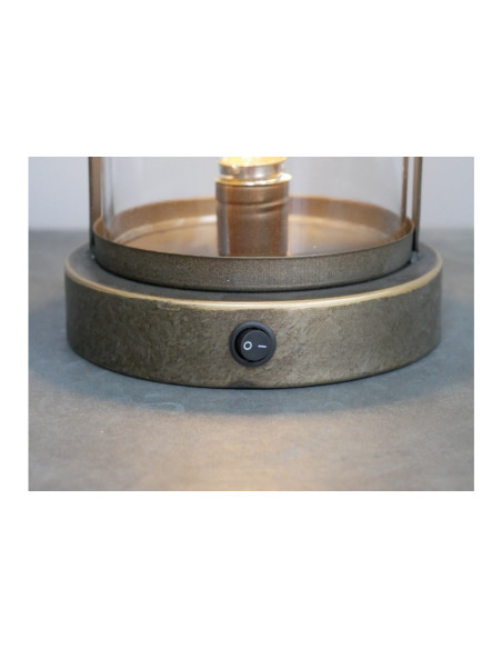 Lanterne en métal vieil or avec ampoule