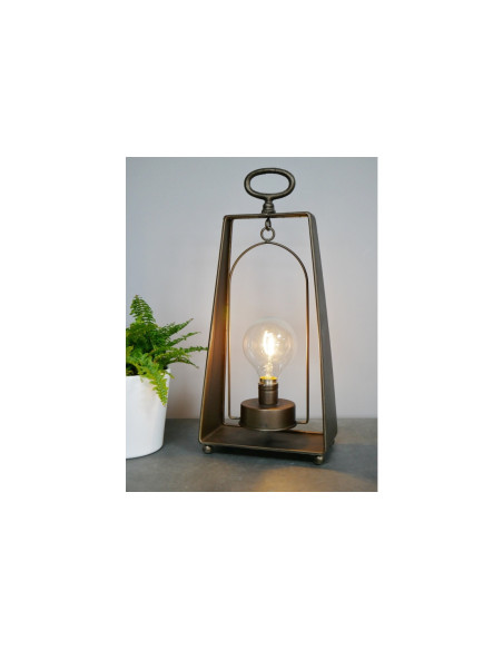 Lanterne à poser design en métal doré avec ampoule