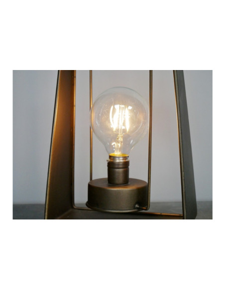 Lanterne à poser design en métal doré avec ampoule