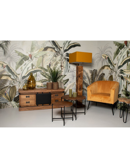 Meuble TV en teck recyclé avec porte coulissante Darwin