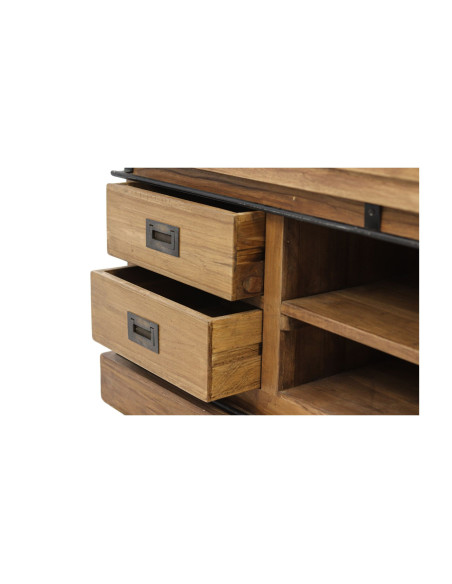 Meuble TV en teck recyclé avec porte coulissante Darwin