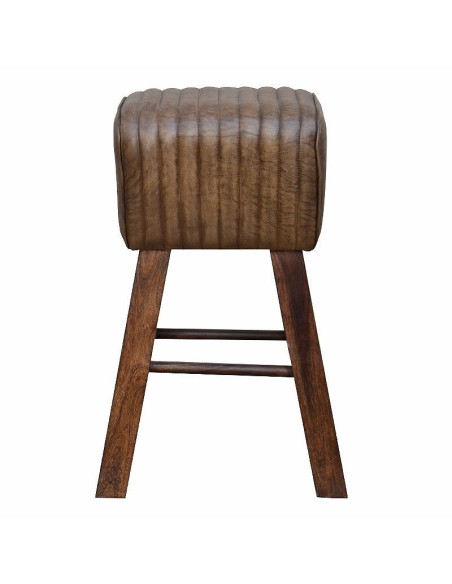 Tabouret gymnaste de bar en cuir et manguier