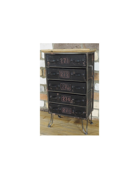 Chevet 5 tiroirs de style Industriel