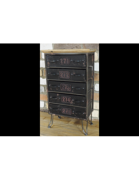 Chevet 5 tiroirs de style Industriel