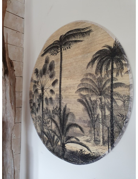 Déco murale motif floraux en bambou diamètre 90 cm