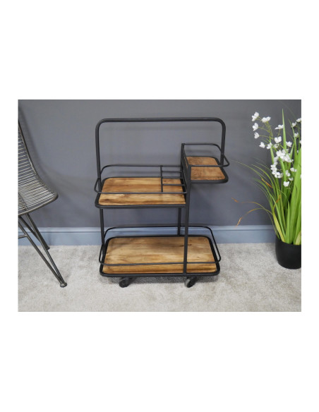 Desserte roulante en métal et bois