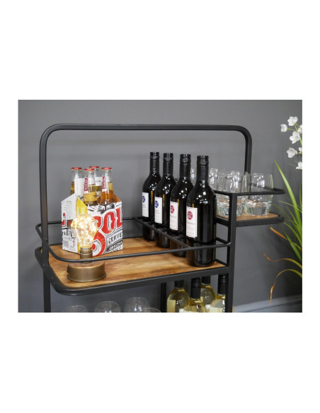 Desserte roulante en métal et bois