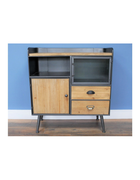 Petit meuble d'entrée rétro en métal et bois