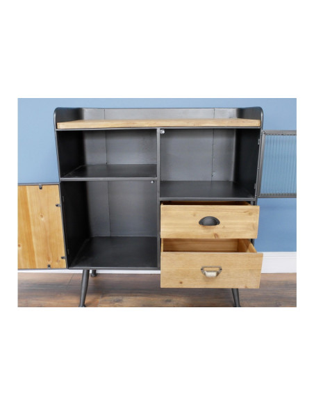 Petit meuble d'entrée rétro en métal et bois