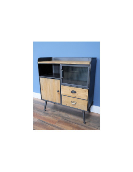 Petit meuble d'entrée rétro en métal et bois