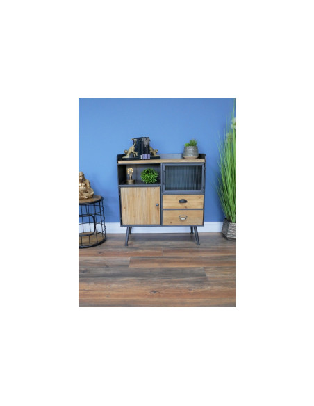 Petit meuble d'entrée rétro en métal et bois