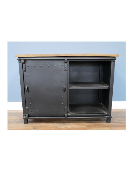 Buffet métallique avec porte coulissante et 4 tiroirs