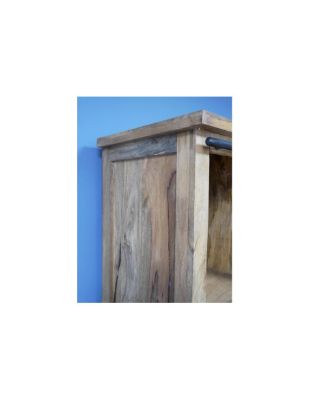 Armoire haute en bois massif avec portes coulissantes
