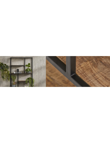 Etagère déstructurée en métal et bois