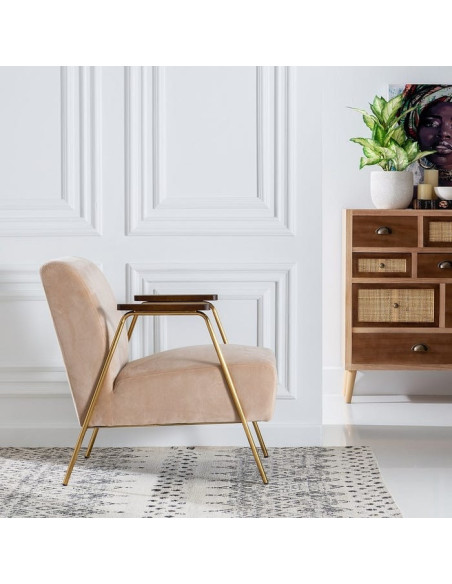 Fauteuil lounge Design en velours confortable