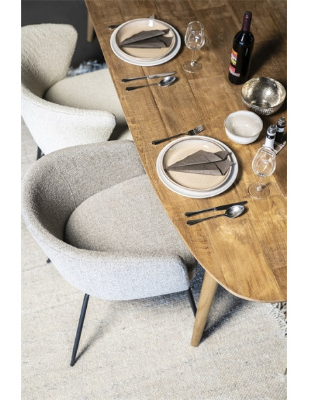 Table scandinave en teck massif naturel recyclé 260 cm