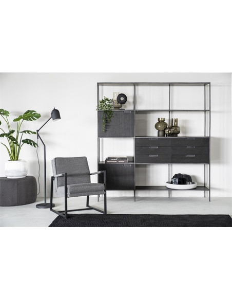 Meuble bibliothèque en acacia et métal Madison