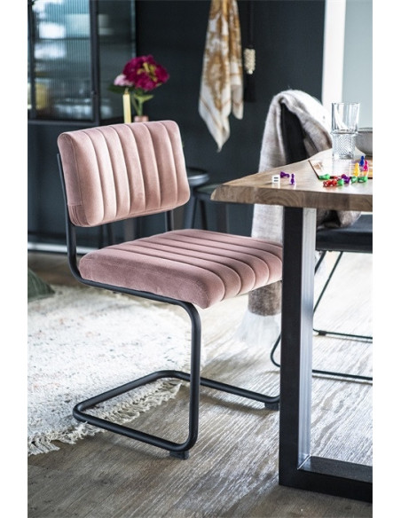 Chaise de repas en velours gris Operator