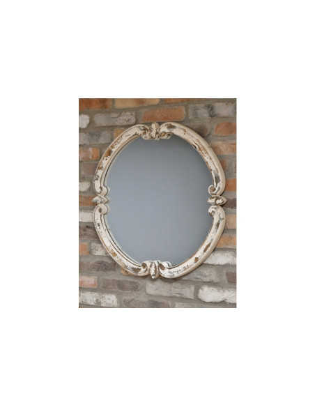 Miroir effet antique patine blanche vieillie