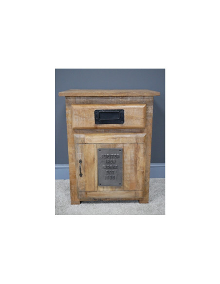 Chevet en bois massif style indus avec porte et tiroir