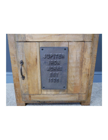 Chevet en bois massif style indus avec porte et tiroir