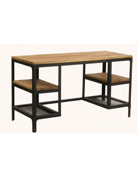 Bureau bois et métal noir industriel