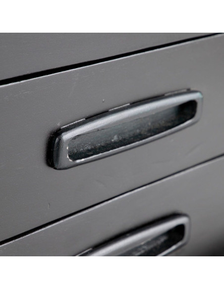 Grand buffet en bois massif de manguier noir avec 5 tiroirs