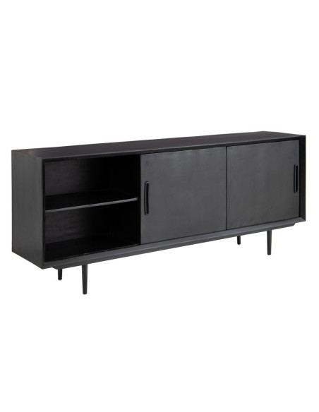 Grand buffet en bois massif de manguier noir avec 5 tiroirs