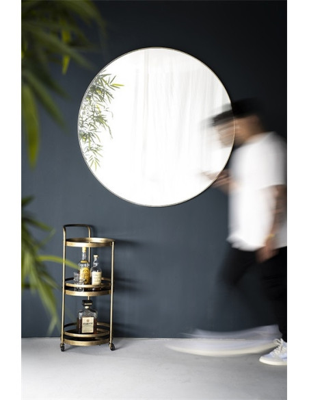 Grand miroir rond en métal 120cm