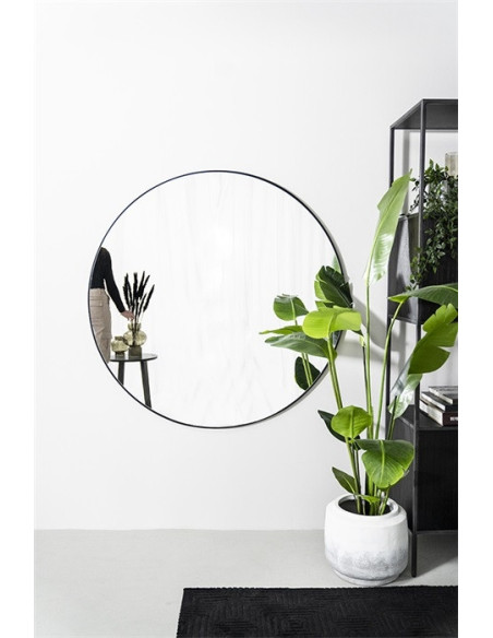 Grand miroir rond en métal 120cm