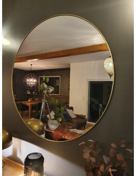 Grand miroir rond en métal 120cm