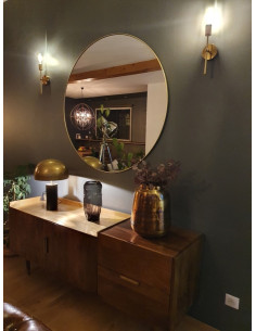 Grand miroir rond en métal...