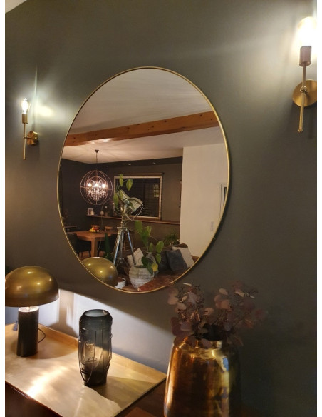 Grand miroir rond en métal 120cm
