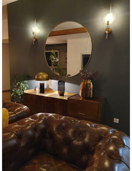 Grand miroir rond en métal 120cm