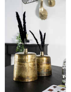 Vase en métal doré effet...