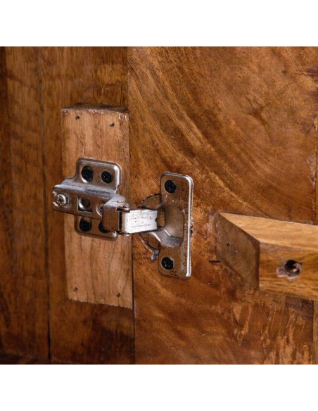 Armoire haute en bois massif 2 portes et 3 tiroirs