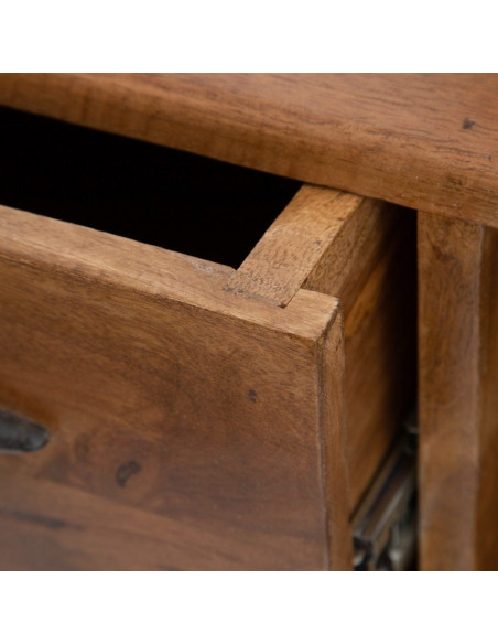 Armoire haute en bois massif 2 portes et 3 tiroirs