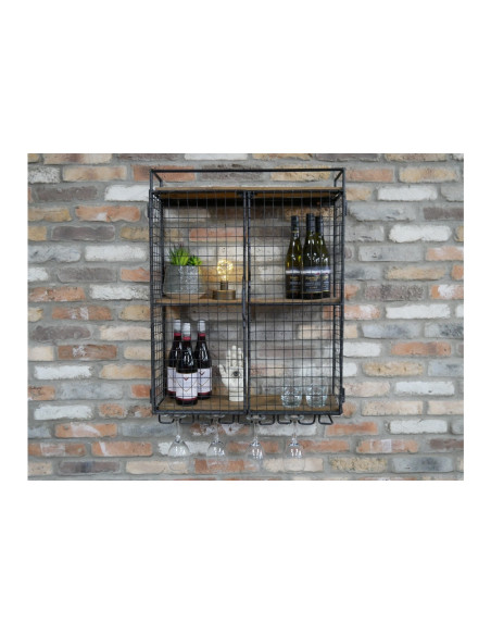 Étagère murale grillage rack à verres et bouteilles