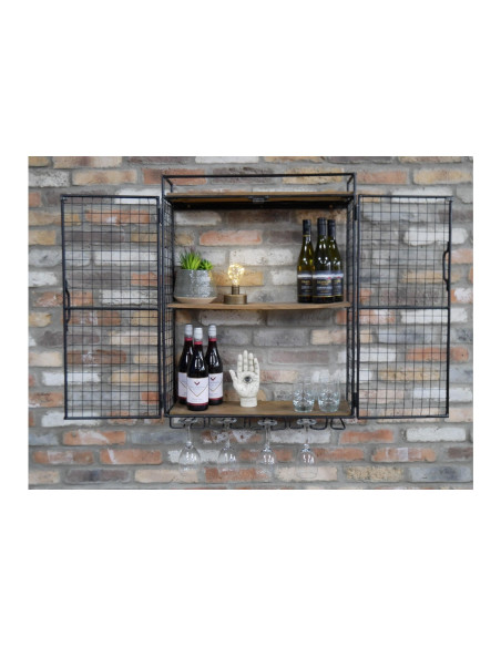 Étagère murale grillage rack à verres et bouteilles