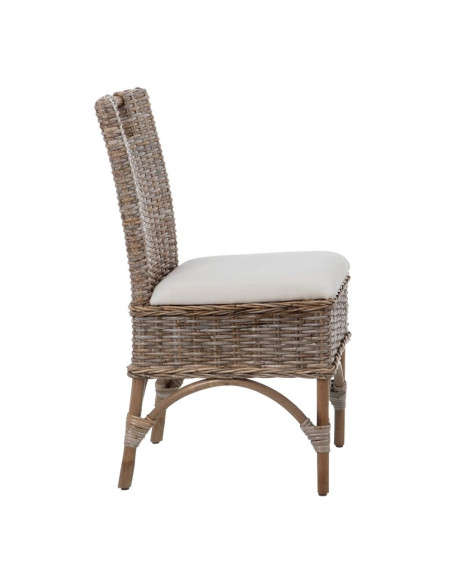 Chaise en rotin naturel avec poignée et coussin