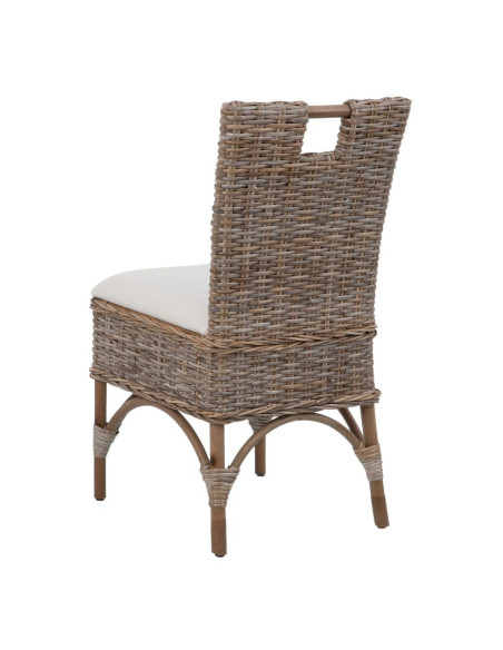 Chaise en rotin naturel avec poignée et coussin