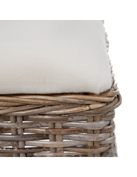Chaise en rotin naturel avec poignée et coussin